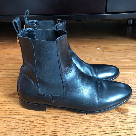 JUST CAVALLI 100% Calfskin Leather Black Flat Ankle Boots Women’s Sz 8 US 39 EUR - Picture 10 of 13